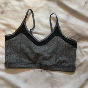 Gray & Black Mesh Sports Bra